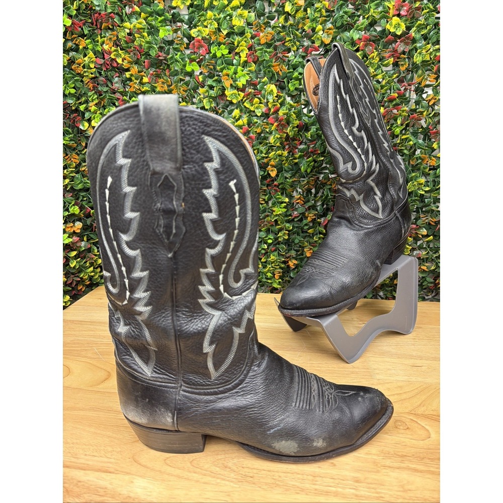 Lucchese‎ 2000 Western ELK CALFSKIN Leather T3000.J4 Cowboy Boots 10.5 EE WIDE